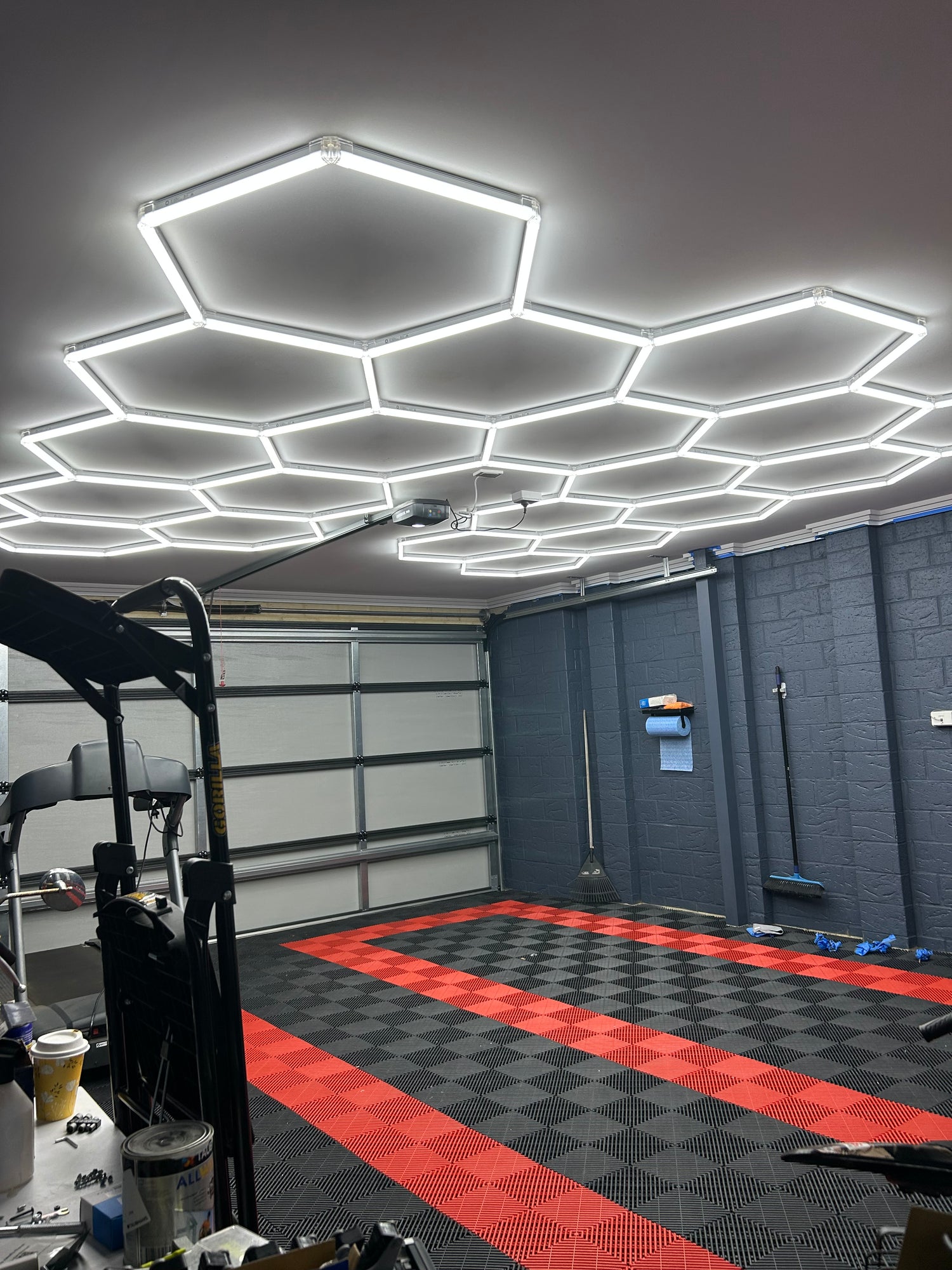 hexspace's hexagon lights and garage tiles