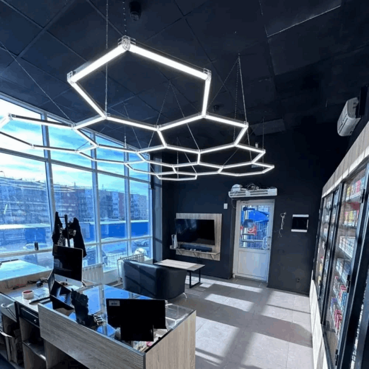 11 grid hexagon lighting led system in shop