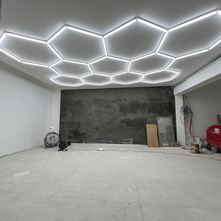 11 grid hexagonal shape lighting on ceiling