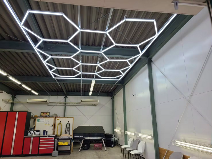 11 hexagon lighting with border in warehouse 