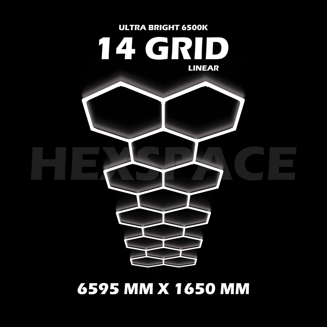 14 linear grid hexagon lights hexspace