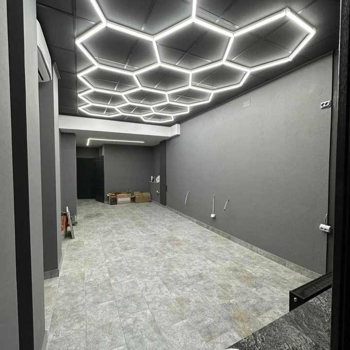 14 hexagon lighting system in home of black ceiling 