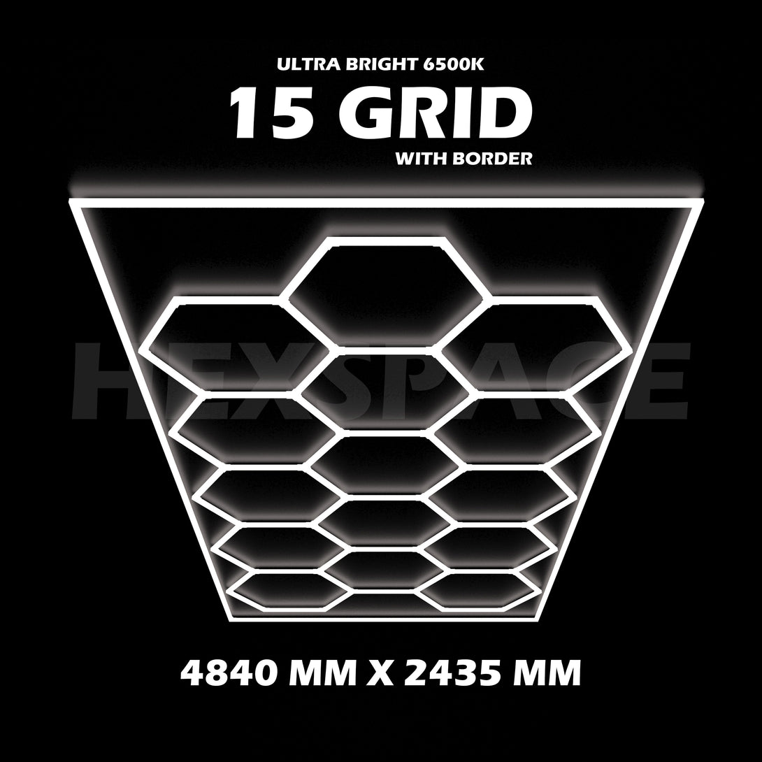 15 grid with border hexagon lights hexspace