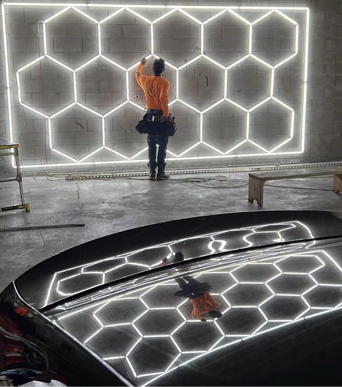 15 grid with border hexagon lights
