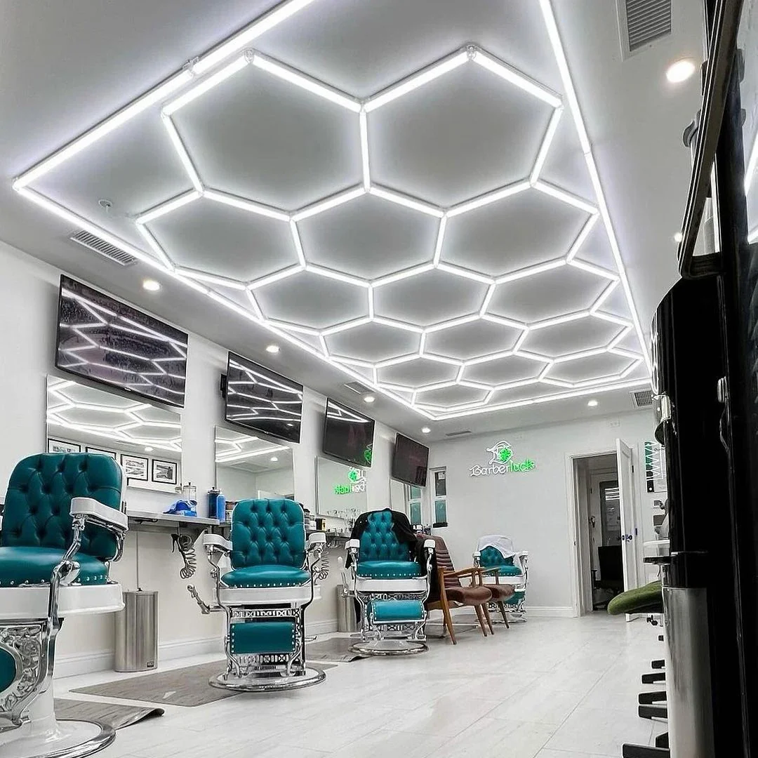 15 hex lights white border barbershop
