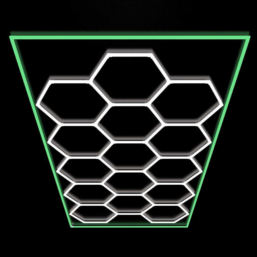 15 hex lights with green border