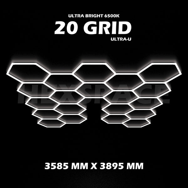 20 grid hexagon lights double garage u model