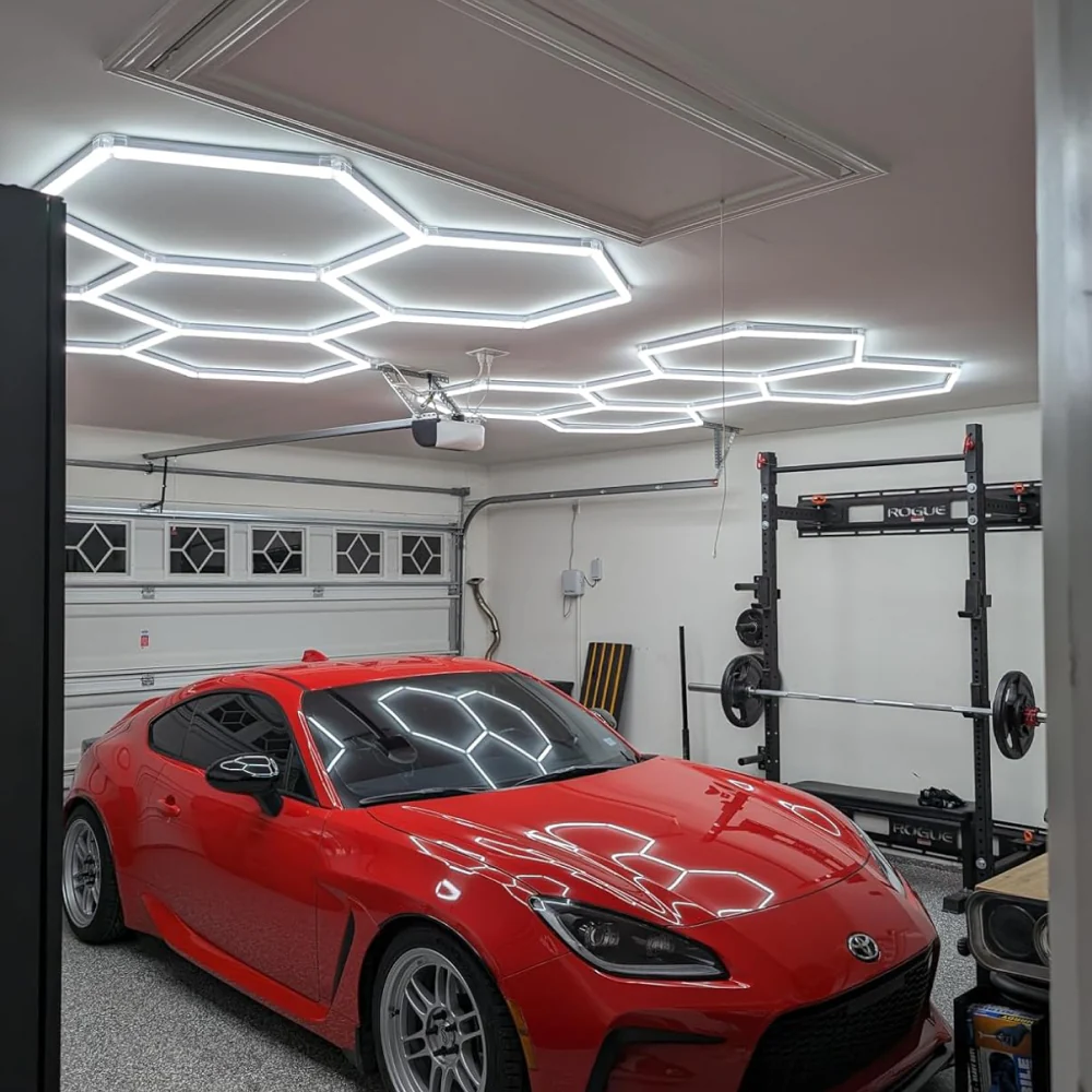 2 pack of 5 hex lighting systems in home garage gym
