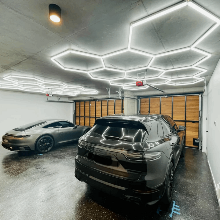 2 set of 11 grid hexagon lighting led system in garage 