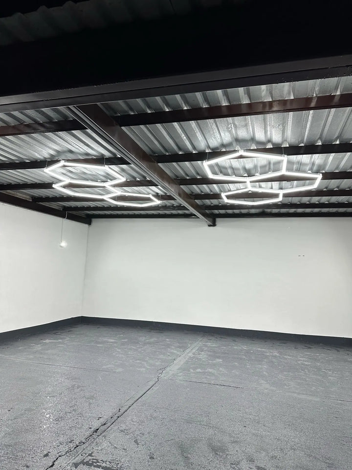 3 hexagon lighting in warehouse 