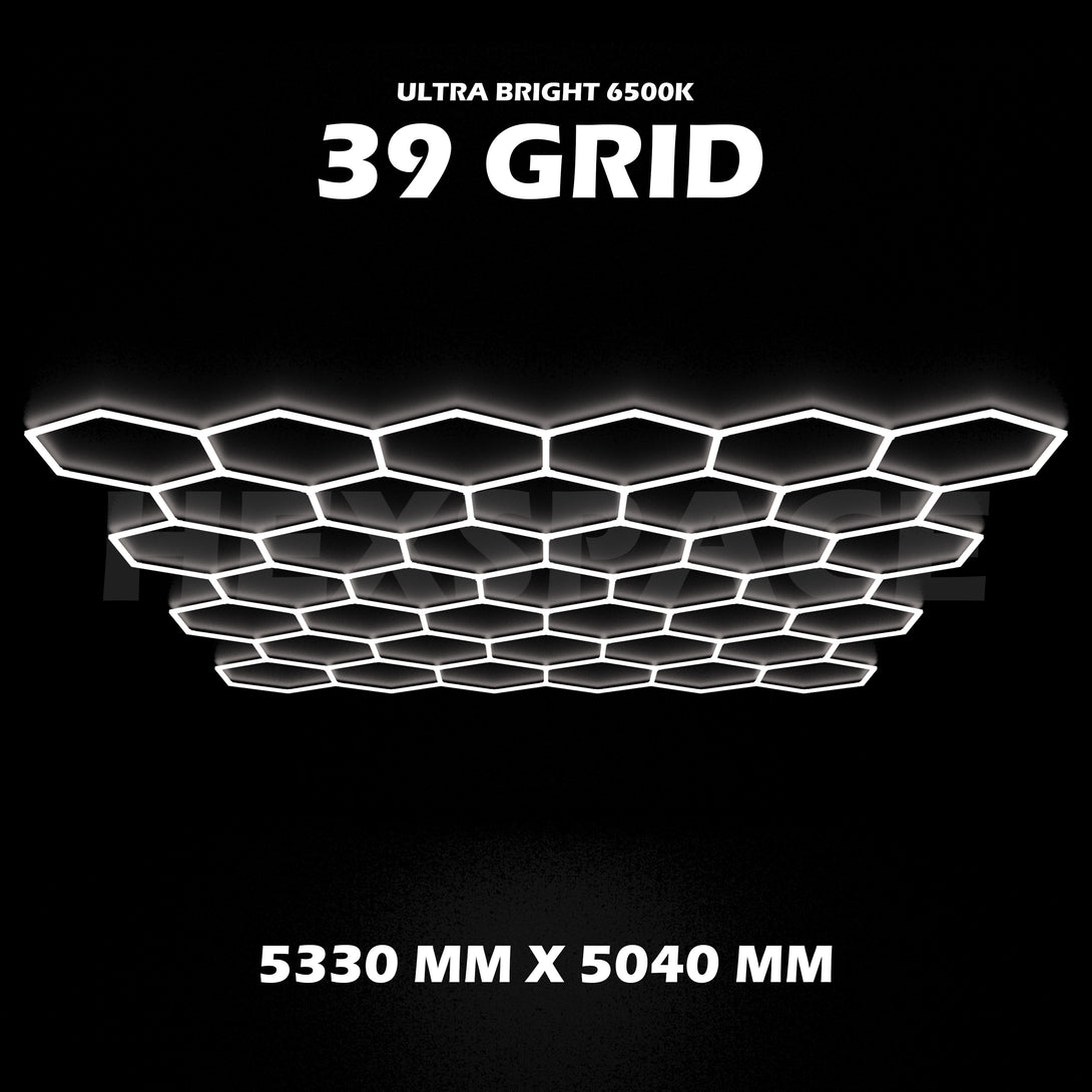39 grid hexagon lights double garage pad