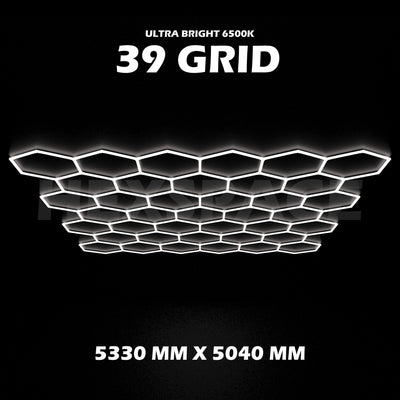 39 grid hexagon lights double garage pad