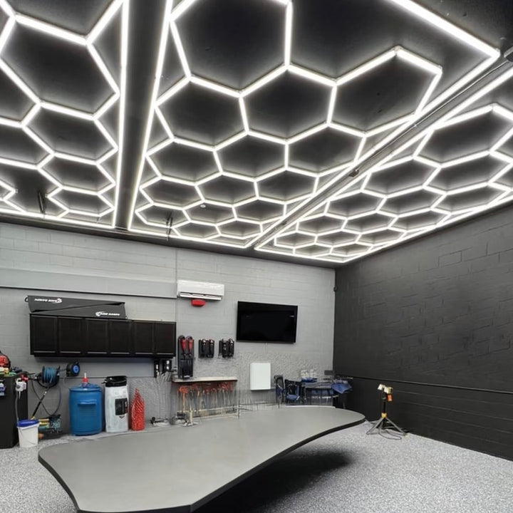 3 set of 15 grid hexagon lights with border garage lighting
