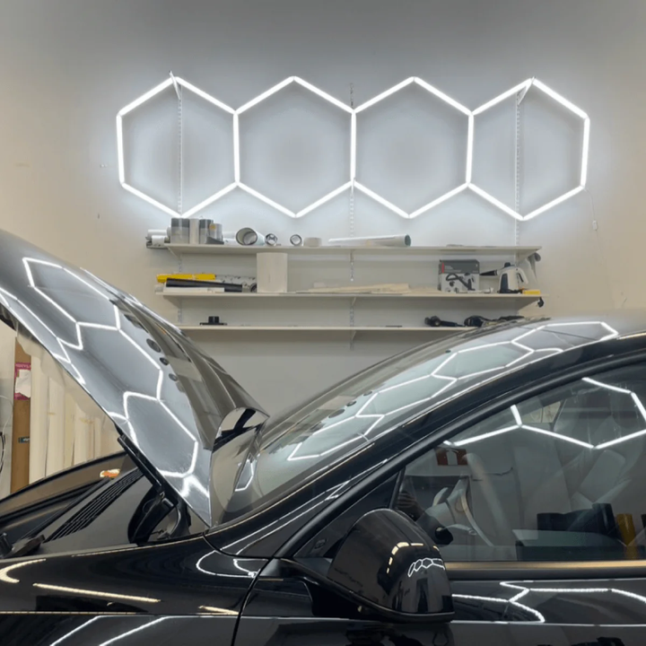 4 hexagon lighting in workshop 