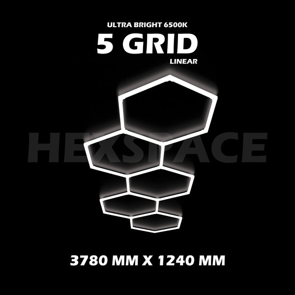 5 grid hexagon lights linear hexspace