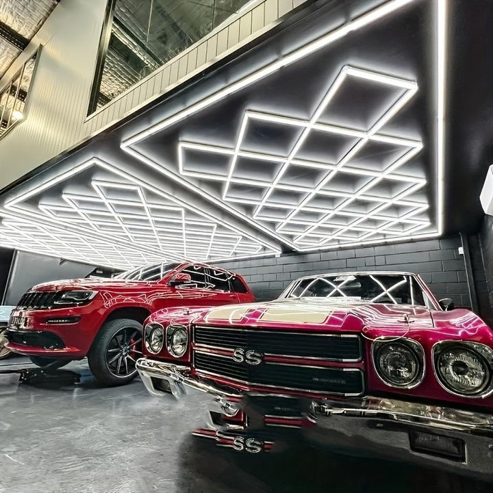 HexSpace diamond grid led garage lighting