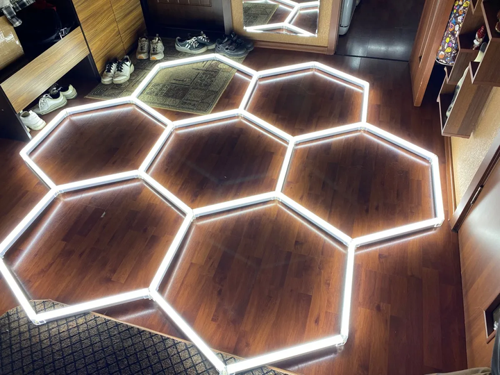 Hexagon Lights - 7 Grid Circle LED System on floor 