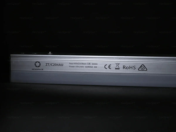 HexSpace aluminium light tube with certification markings