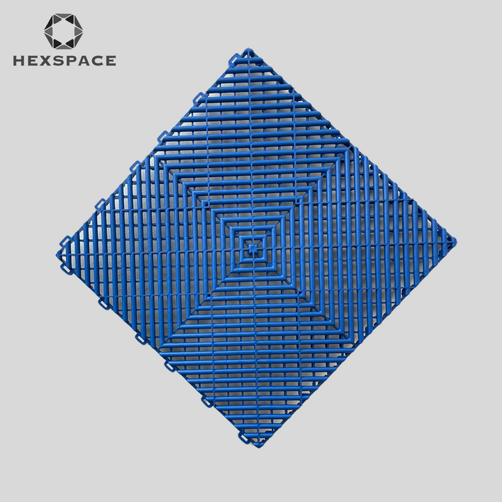 blue garage floor tiles vented hexspace