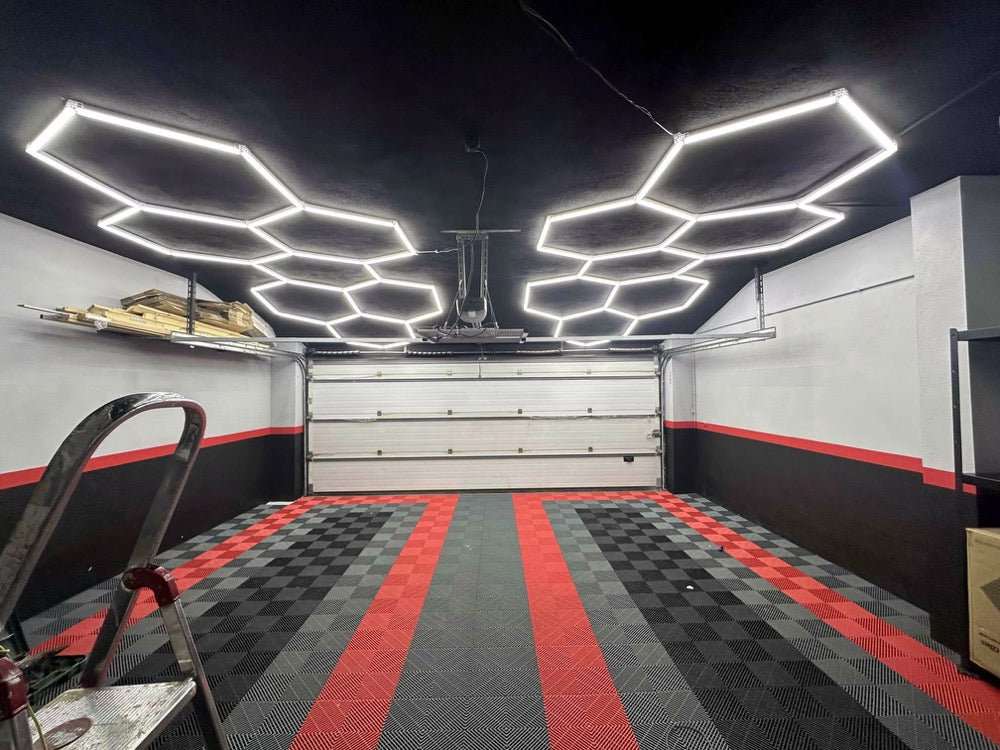 double garage garage tiles and 7 grid hexagon lights