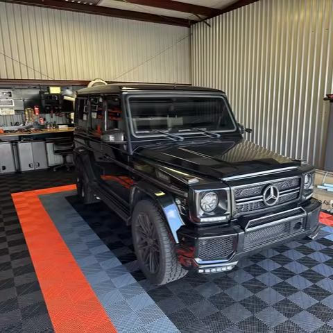 garage floor tiles black red and grey 