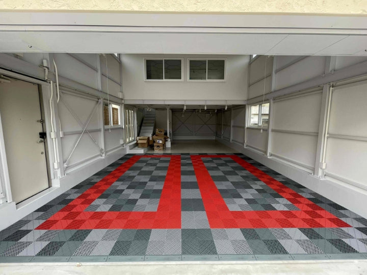 red and grey garage tiles 