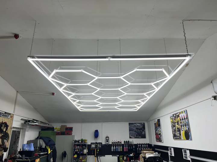 hexagon lighting in detailing space