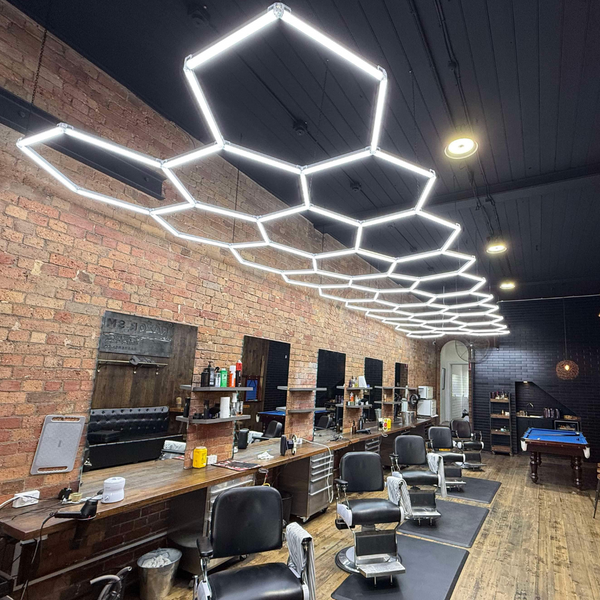 hexagon lights 29 long gird system in barbershop