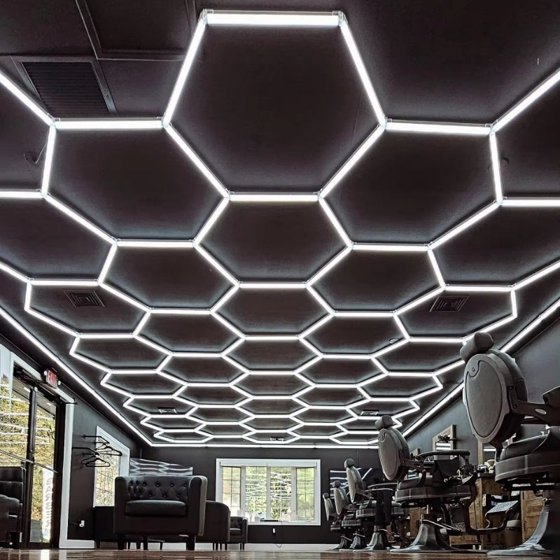 hexagon lights custom order in barber shop