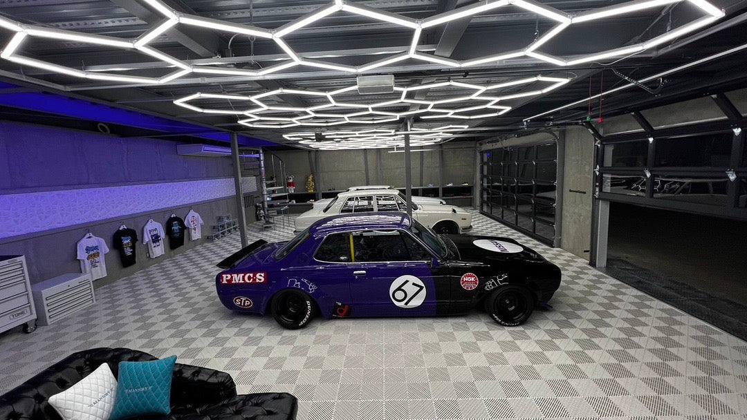 hexagon lights in garage space Australia